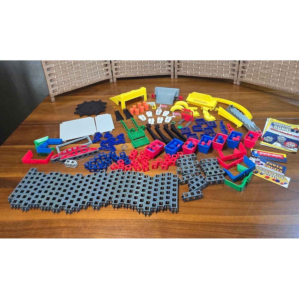 Rokenbok System Massive Construction Toy Lot Beams Ramps Chutes Roks Bins